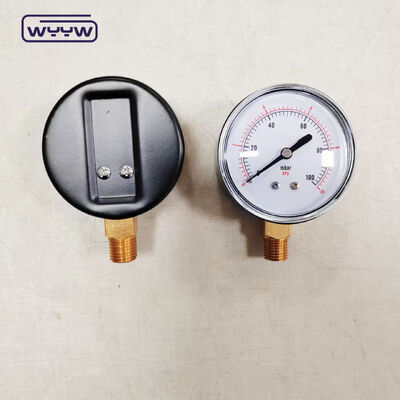 63mm 100mbar Siyah Çelik Kasa Kapsül Alt Montajlı Gaz Basınçölçeri
