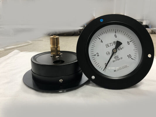 4 inç 100mm 0 ~ 10bar Siyah Çelik Çubuk Basınçölçeri