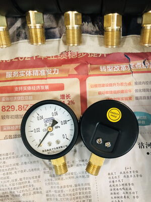 Black Utility Dry Pressure Gauge with Color Warning Scale and 60mm & 100mm Dial Sizes Featuring Leak-Proof Brass Bottom Connection (Sürünmeyen Brass Alt Bağlantısı)
