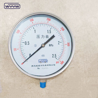 250mm Bayonet Stainless Steel Bottom Connection Heavy Duty Pressure Gauge
